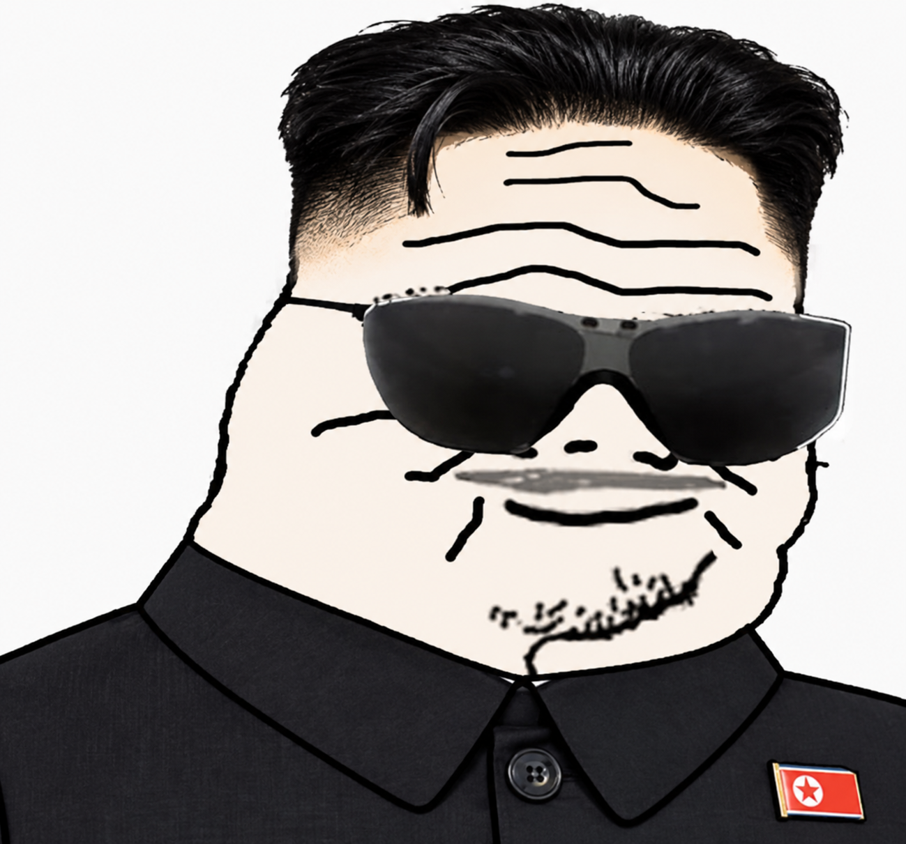 Kimjongunc meme mascot wearing sunglasses